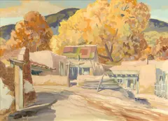 Fall in Rural New Mexico by Carl von Hassler, watercolor and gouache on paper, sold Sep 2024
