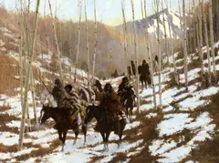 Blackfeet Passage by Richard D. Thomas, 1991, oil on canvas, sold Sep 2024