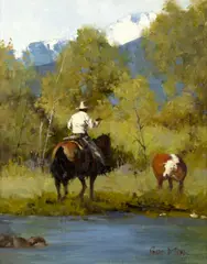 Face-off by Richard D. Thomas, 2000, oil on canvas, sold Sep 2024