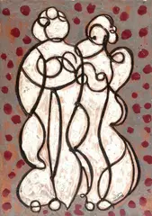 Deux personnages by Marcel Burtin, Panneau en céramique émaillée, sold Feb 2019