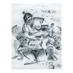 Untitled by Solomon Saprid, charcoal on paper, sold Oct 2026