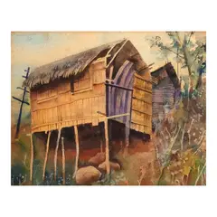 Nipa Hut by Vicente Manansala, watercolor on paper, sold Oct 2026