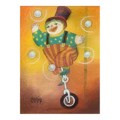 Juggler by Roel Obemio, mixed media on paper, sold Oct 2026
