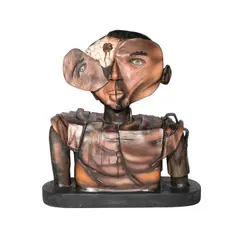Bionic Syndrome (Sepia) by Onib Olmedo, iberglass, reinforced resin, acrylic and oil, sold Oct 2026