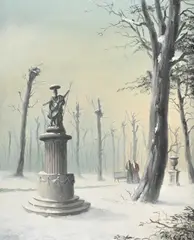 Snow in the park by Felix Kelly, oil, sold Oct 2026