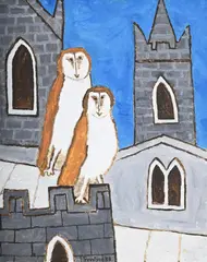Owls by Julian Trevelyan, oil, sold Oct 2026