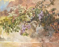 Still life with lilac by Emily Patrick, oil, offered Oct 2026