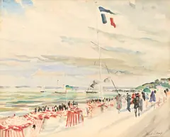 View of deauville by Paul Lucien Maze, watercolor, sold Oct 2026