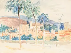 View of a moroccan town by Paul Lucien Maze, watercolor, sold Oct 2026