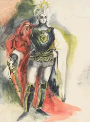 Costume design by Leslie Hurry, Pencil, ink and watercolour Indistinctly inscribed, sold Oct 2026