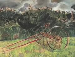 Cornish hay rake by Ruskin Spear, watercolor, offered Oct 2026