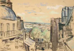 View from montmartre, paris by Paul Lucien Maze, drawing, offered Oct 2026