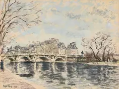 Pont neuf, paris by Paul Lucien Maze, drawing, sold Oct 2026