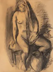 Odaliscă by Iosif Iser, 1936, cărbune pe hârtie, sold Oct 2026