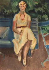 În grădina Conservatorului by Iosif Iser, 1933, guașă pe hârtie lipită pe carton, offered Oct 2026