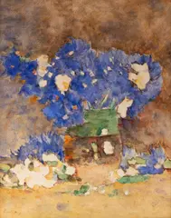 Albăstrele by Ștefan Luchian, 1908-1910, acuarelă pe hârtie lipită pe carton, sold Oct 2026
