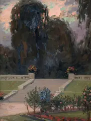 Grădina palatului by Kimon Loghi, anii '20, ulei pe carton, offered Oct 2026
