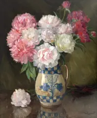 Bujori by Nicolae Grant, ulei pe pânză, sold Oct 2026