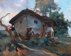 Înserare by Aurel Băeșu, ulei pe carton, offered Oct 2026