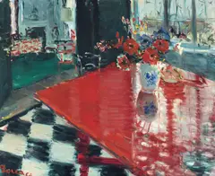 La table rouge by Dimitrie Berea, 1964, ulei pe pânză, sold Oct 2026