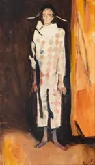 Arlechin by Corneliu Baba, 1982, ulei pe pânză lipită pe carton, offered Oct 2026