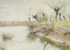 Willows by the River by Ljudevit Sestic, oil on canvas, sold Oct 2026