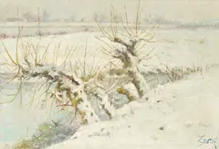 Willows in Winter by Ljudevit Sestic, oil on canvas, sold Oct 2026