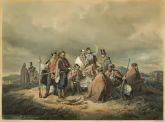 Bivouac after the Battle of Schwechat by Josef Kriehuber, 1849., chromolithograph on paper, sold Oct 2026