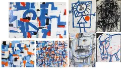 Broad Brush Abstracts by Louis Tavelli, Oil on paper and mixed media/collage, sold Oct 2026