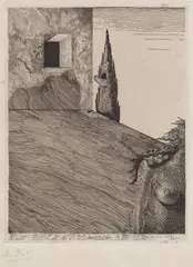 La Revolver à cheveux blancs (The Gun with White Hair) (M. & L. 6) by Salvador Dalí, 1932, Etching and engraving, on Chine appliqué to Japan paper, folded with the image on the left side, with margins, sold Oct 2026