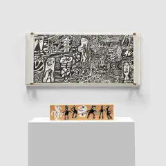Parcours (W. 1266) by Jean Dubuffet, 1981, The complete set of 12 screenprints on silk collé to rag paper, mounted as a scroll on wooden dowels (as issued), accomp, sold Oct 2026