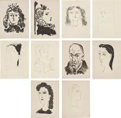 Vingt poèmes de Góngora (Twenty Poems by Góngora): 10 plates (see Bl. 476-516, Ba. 747-48, 761-65, 767-71 & 774-75, see C. bks. 51) by Pablo Picasso, 1948, Ten etching and aquatints with attached text by Luis de Góngora y Argote, on wove paper watermarked Góngora and Marais ,, sold Oct 2026