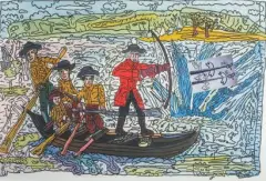 La chasse aux canards by Robert Combas, 1995, Lithographie en couleurs rehaussée d'une photographie repeinte, sold Oct 2026
