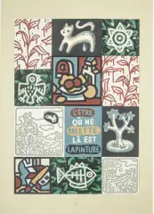 L'être ou ne palette, là est lapinture by Speedy Graphito, 1994, Collage de douze (12) dessins à l'acrylique sur papier, sold Oct 2026