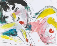 Ohne Titel by Luciano Castelli, 1993, Ölkreide und Öl (Fingermalerei) auf Papier, sold Jan 2025