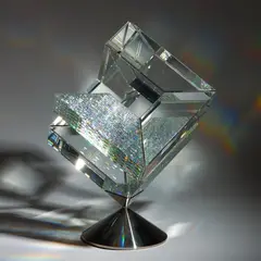 Queen Anne's Lace , Large Ribbon Sculpture by Jon Kuhn, a large clear ribbon sculpture with core ends, sold Oct 2026