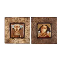 Woman with Masks / Woman with Harp (Two Works) by Pavel Nikolaev, Each an oil on panel mounted to burlap, sold Oct 2026