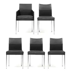 Five Texas Black Leather Dining Chairs by Karl-Friedrich Förster, Contemporary, sold Oct 2026