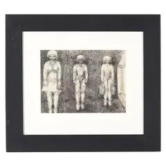 Two Guests and a Bell Boy by Malcolm Mckesson, Ink on paper, sold Oct 2026