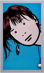 Ann, blinking by Julian Opie, 2007, continuous computer animation on 46-inch LCD screen, sold Oct 2026