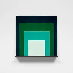 Ohne Titel by Jose Dávila, 2013, hand-cut ceramic tiles, on artist's metal shelf, sold Oct 2026