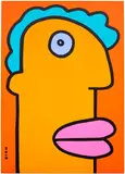 My new haircut makes me look younger in society by Thierry Noir, 2022, acrylic on canvas, sold Oct 2026