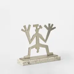 Der Theoretiker by A. R. Penck, 1996, stainless steel, mounted on stone base, sold Oct 2026