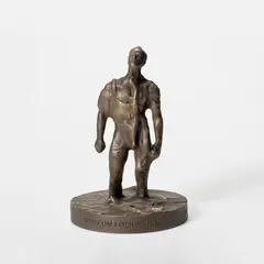 Mann im Wind I by Thomas Schütte, 2022, metal-coated polymer, offered Oct 2026