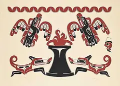 Family Dance Curtain #134/150 by Arthur Ivan Thompson, 1980, colour silkscreen on paper, sold Sep 2026