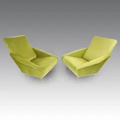 Coppia di poltrone modello 807 Distex, produzione Cassina - Italia by Gio Ponti, 1964, Struttura in legno e tappezzate in velluto verde. Piedi conici. Poltrona presentata alla X Triennale del, offered Jul 2026