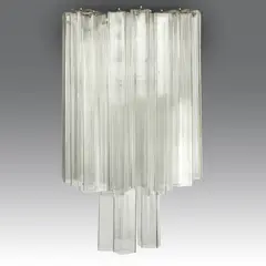 Lampada a sospensione composto da elementi cubici in vetro soffiato, produzione Venini - Italia by Paolo Venini, 1960, Lampada a sospensione con struttura in metallo cromato, offered Jul 2026
