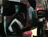 COMPOSITION by Gérard Ernest Schneider, 1951, Technique mixte sur carton marouflé sur toile, sold Oct 2014