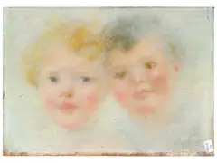 Portrait of children - Study of figure by Carlo Guarienti, oil on panel and red chalk on paper, offered Oct 2026