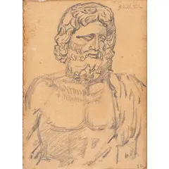 Volo 1888 - Roma 1978 / Zeus, anni '50 by Giorgio de Chirico, pencil on paper applicata on cartoncino, offered Oct 2026